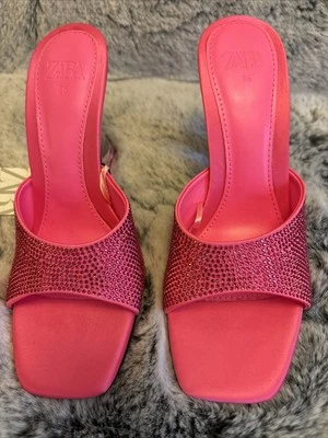 Sandalias Zara Mujer Rosa con Tacones de Gatito de Plexiglás Talla 36 NUEVAS Foto 1 de 4