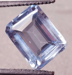 5.7 Ct Natural Light Blue Aquamarine Top Quality Emerald Cut Certified Gemstone - Picture 1 of 4