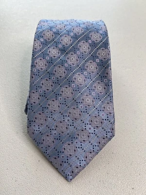 Steve Harvey Collection Light Blue with Purple Geometric Silk Designer Tie - Image 1 of 4