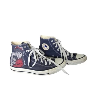 Custom Converse Chuck Taylor All Star High Top Shoes Hand Painted Rosie Sz 8.5 - Image 1 of 4