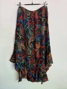 Vintage Chico’s Design Silk Paisley  Handkerchief Hem Skirt Size 1 Boho Y2K - Picture 1 of 8