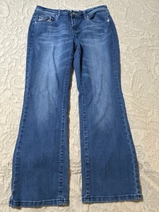 Earl Jeans Women's Size 8P 30x28 Bootcut Mid-Rise Bling Thick Stitch Flap Pocket - Picture 1 of 12