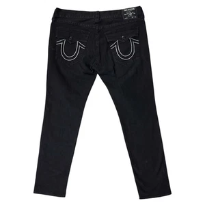 True Religion Rocco Relaxed Skinny Black Denim Jeans Flap Pockets Size 40 x 32 - Picture 1 of 15