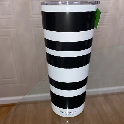 Vaso de viaje Kate Spade Dots 16 oz aislado de acero inoxidable blanco y negro Foto 1 de 4