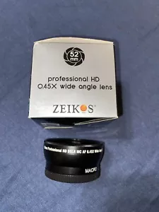Zeikos ZE-WA52B 52mm 0.45X high definition Super Wide Angle lens with Macro bx43 - Picture 1 of 1