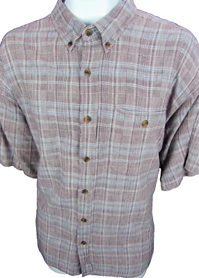 XL Jansport Shirt Plaid Short Sleeve Cotton Button Front Mens Casual Camp  - Image 1 of 2