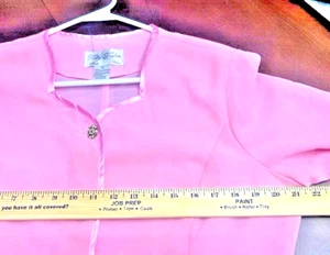 VINTAGE Tally Taylor Womens Sz 14 Suit Top Blazer Formal PINK RHINESTONE BUTTONS - Picture 1 of 14