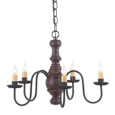 Irvin's 5 Arm Lancaster Wooden Chandelier - Country Primitive Lighting - New! - Image 1 of 4