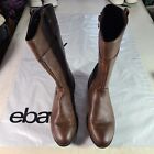 Riding Boots Pull On Buckle Accents Pull Tabs Block Heel Excellent Condition