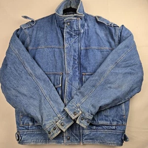 Vintage Levis Sherpa Lined Denim Bomber Full Zip Jacket 1980s-1990s Sz. L - Picture 1 of 12