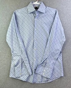 Banana Republic Dress Shirt Mens Medium Blue Check Long Sleeve Button Up Casual - Picture 1 of 13