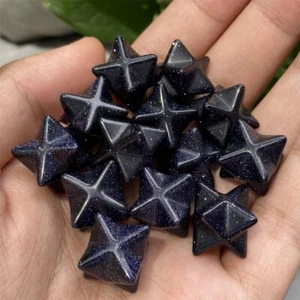 1 pieza Arena Azul Oro Mini Merkaba Estrella Cuarzo Cristal Mineral Gema Reiki Sanación - Imagen 1 de 12