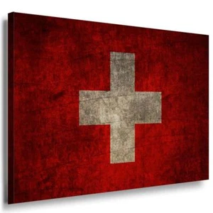 Flagge Schweiz Leinwandbild AK Art Bilder Mehrfarbig Kunstdruck Wandbild TOP XXL - Bild 1 von 5