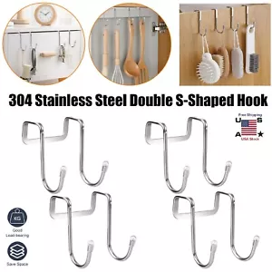 2/4× Double S Hook Over The Door Organizer Rack Drawer Hanging Coats Hats Towels - Picture 1 of 15