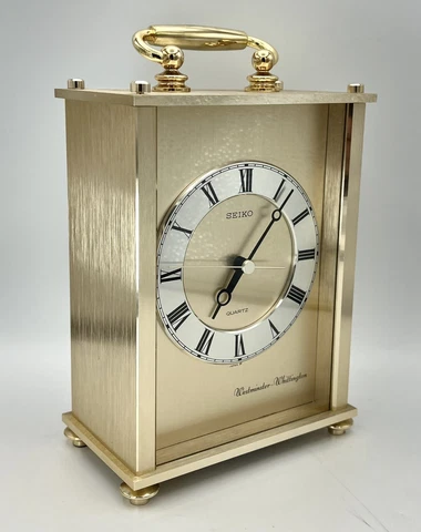 Vintage SEIKO Quartz Westminster-Whittington Carriage Brass Mantle Clock Japan Cover