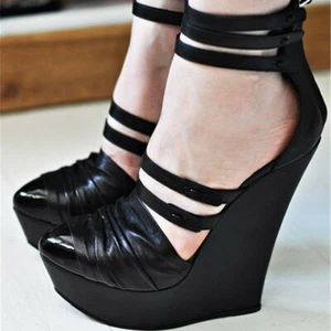 STYLISH Women Sandals Platform Wedges Heels Sandals Black Shoes Woman Size 5-20 - Picture 1 of 7