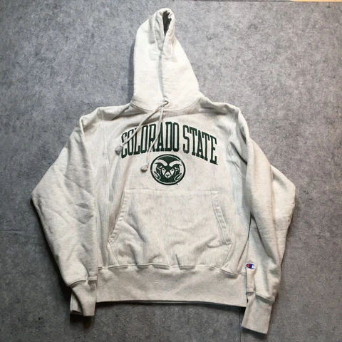 Champion Colorado State Reverse Weave Hoodie Mens Small White Pullover Rams CSU Cover