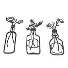 3 pièces vase métallique fleurs art mural élégant prévenir la rouille facile à installer fer AP