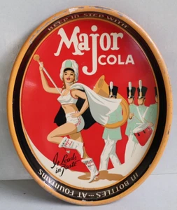 1940s MAJOR COLA Soda Pop Fountain Oval Litho Tray Marching Band Majorette - Picture 1 of 8