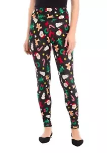 JOYLAND PRINTED WOMEN'S CHRISTMAS LEGGINGS CHRISTMAS SZ XL BLACK NWT - Picture 1 of 5