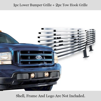Se adapta a Ford F-250/F-350 1999-2004 con faros antiniebla parachoques inoxidable rejilla billet Foto 1 de 4