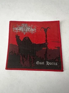 NOKTURNAL MORTUM, GOAT HORNS, RED BORDER, 4X4 INCHES, WOVEN PATCH - Picture 1 of 2