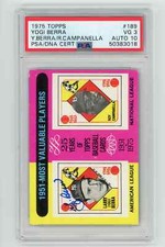 PSA 3 Auto 10 - 1975 Topps YOGI BERRA / ROY CAMPANELLA #189 - Yogi Berra Auto