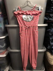 Hello Kitty girls sleeveless pants romper size 7 pink & gray - Picture 1 of 4