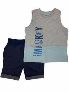 Disney Boys Mickey Mouse Surf Club Outfit Tank Top Shirt & Shorts Set - Picture 1 of 1