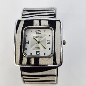 Strada Women's Watch 35MM Zebra Design Cuff White Dial 6" New Battery - Picture 1 of 14