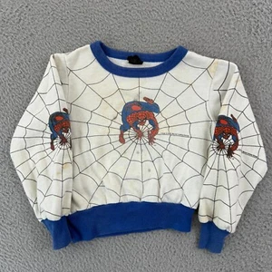 Vintage Spiderman Sweater Boys 4/5 Marvel Graphic Crewneck Long Sleeve 80s USA - Picture 1 of 12