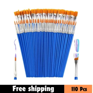 Small Paint Brushes Bulk, 110 Pcs Flat Tip round Acrylic Paint Brushes for Kids - Picture 1 of 8