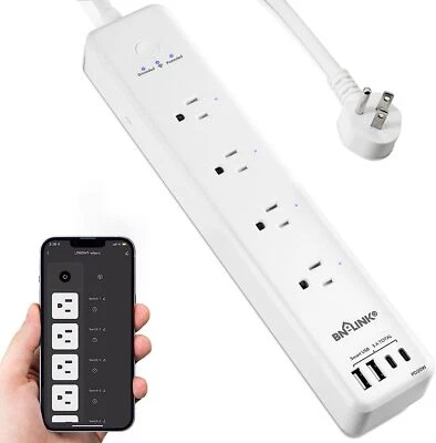 BN-LINK Smart WiFi Power Strip with Surge Protector 4 Smart Outlet 4 USB 5FT - Image 1 of 4