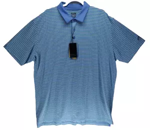 Callaway Opti-Dri Golf Polo Shirt Men’s XXL Cornflower Blue Striped UPF 40 NEW - Picture 1 of 7