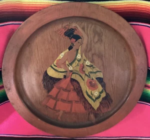Flamenco DANCER Hand Painted On Wood 14 3/4"  Marie Scrivner 1938 L.A. Olvera St - Picture 1 of 15