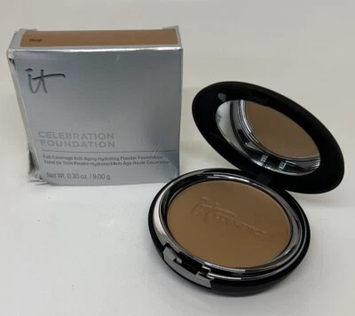 IT COSMETICS CELEBRATION FOUNDATION FULL COVERAGE POWDER DEEP NEW W/BOX READ DES - Image 1 of 4