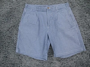 Brooks Brothers Shorts Men 36 Blue Check Gingham 100% Cotton Textured Golf Chino - Picture 1 of 13