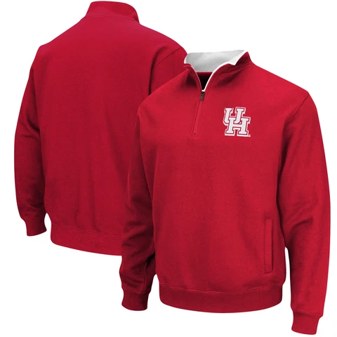 Men's Colosseum Red Houston Cougars Tortugas Logo Quarter-Zip Pullover Jacket Cover