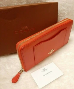 100% Genuine COACH F54007 Crossgrain Accordion Zip Wallet in Watermelon - Picture 1 of 5