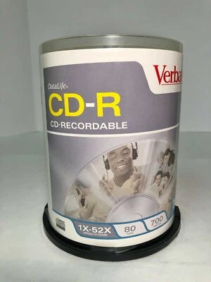 99 Verbatim CD-R 1x-52x 700mb 80 minute.  100 pack.  Opened package, 1 missing  - Image 1 of 4