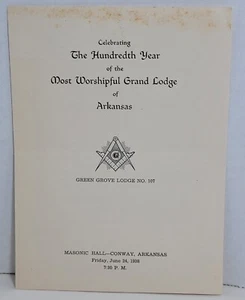 Vintage Masonic Program Masons Conway, Arkansas 1938 Hundredth Year Celebration - Picture 1 of 6