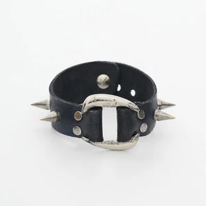 Brazalete de cuero hecho a mano para hombre-Punk gótico pulsera de cuero negro - Imagen 1 de 2