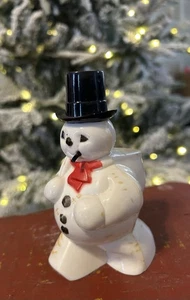Contenitore caramelle natalizie pupazzo di neve plastica dura ROSBRO vintage - Foto 1 di 3