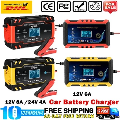 MARKENLOS Auto Intelligentes Batterieladegerät 12V 24V KFZ Batterie Ladegerät PKW Akku AGM