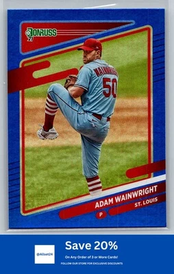Adam Wainwright 2021 Donruss #137 Holo Blue St. Louis Cardinals CA6 - Image 1 of 2