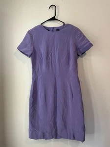 Vestido Vaina Vintage YL By Yair 100% Seda Talla 10 Lavanda Manga Corta Rodilla Len - Imagen 1 de 3