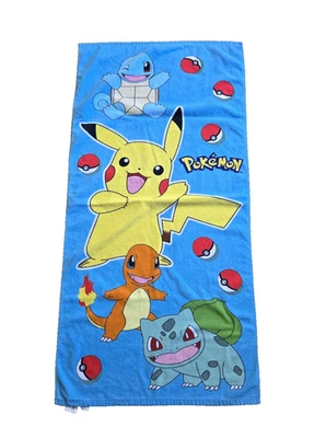 Pokémon Beach Towel 2022 28 in x 54 in Pikachu Bulbasaur Squirtle Charmander - Image 1 of 4