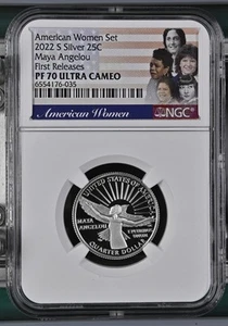 2022 S Quarter Silver Proof NGC PF70 ULTRA CAMEO Maya Angelou 76035 - Picture 1 of 2