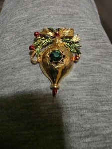 Vintage Brosche Weihnachten Feiertag goldfarben - Bild 1 von 2
