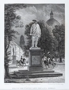Berlin Statue Fürst Leopold Orig. Stahlstich aus Spiker 1833 Passepartout - Bild 1 von 6